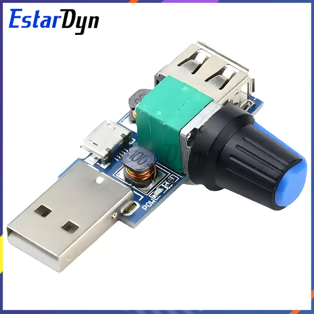PWM USB Fan Speed Controller 5V, 3-Pin 4-Pin Governor Module with Mute Function for PC Case CPU Cooler Desk Fan Cooling