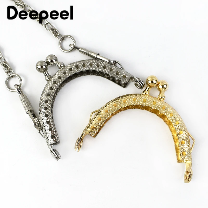 5/10 Stück Deepeel 5 cm geprägte Metall-Geldbörse Rahmen Taschengriff Doppelohr-Geldbörse Kussverschluss DIY MouthGold Taschen Anhänger Zubehör