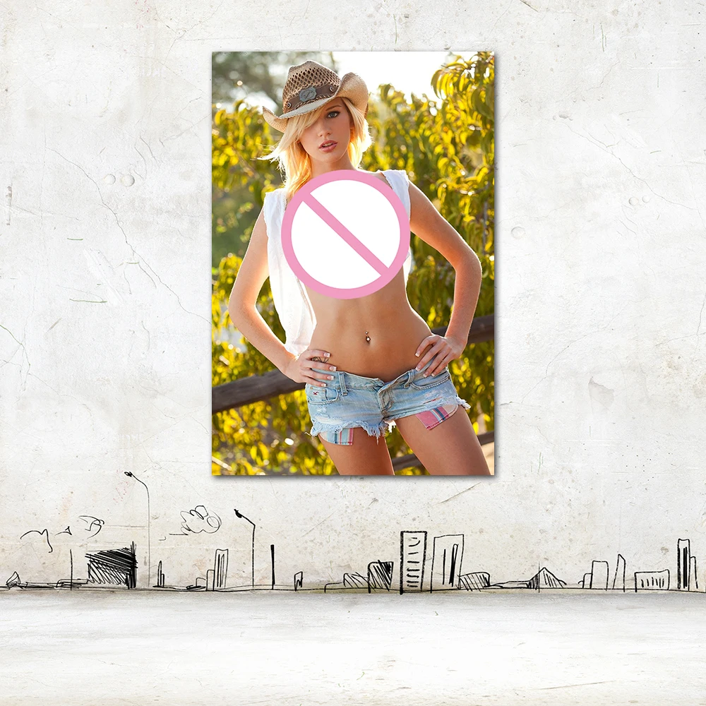 Blonde Beauty Cowgirl Wall Art Canvas Painting Posters & Prints Picture for Boy Bedroom Home Decor Aesthetic
