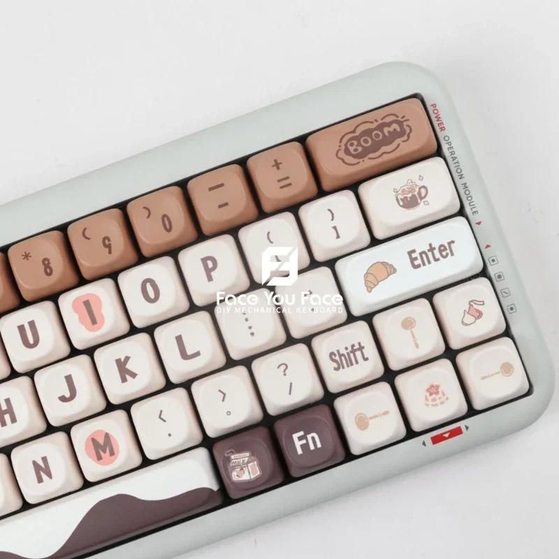 Imagem -02 - Teclas Chocolate Café Pbt Corante Sublimação Chave Tampa Moa Perfil Keycap para mx Switch Faça Você Mesmo Teclado Mecânico de Jogos Gk61 136