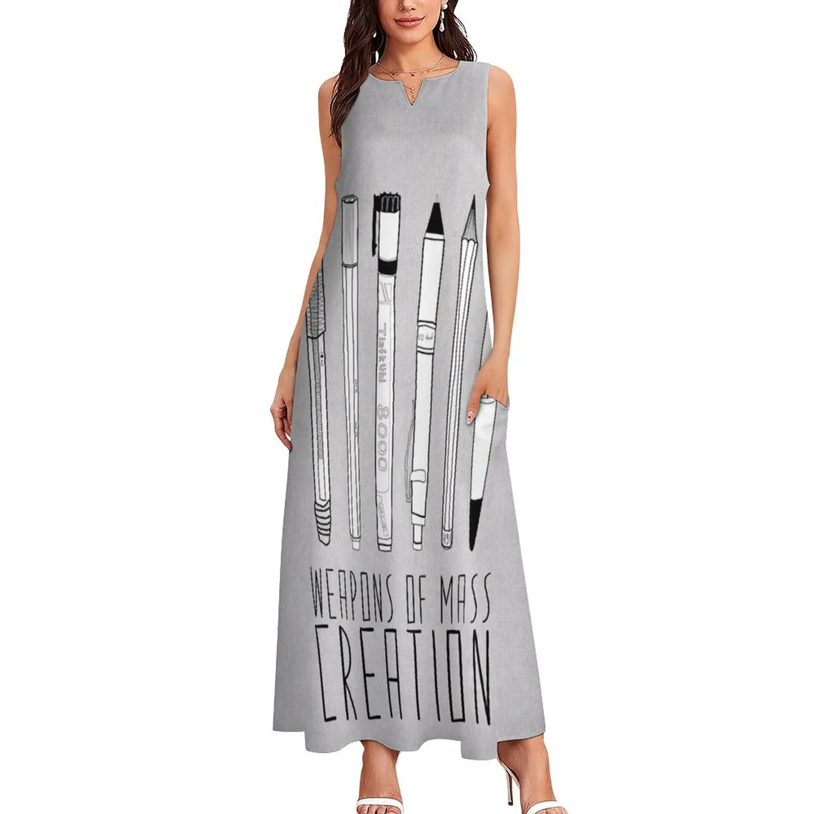 Weapons Of Mass Creation (on grey) Long Dress summer dress woman 2025 women clothing 2025 new arrivals Dance dresses Dress