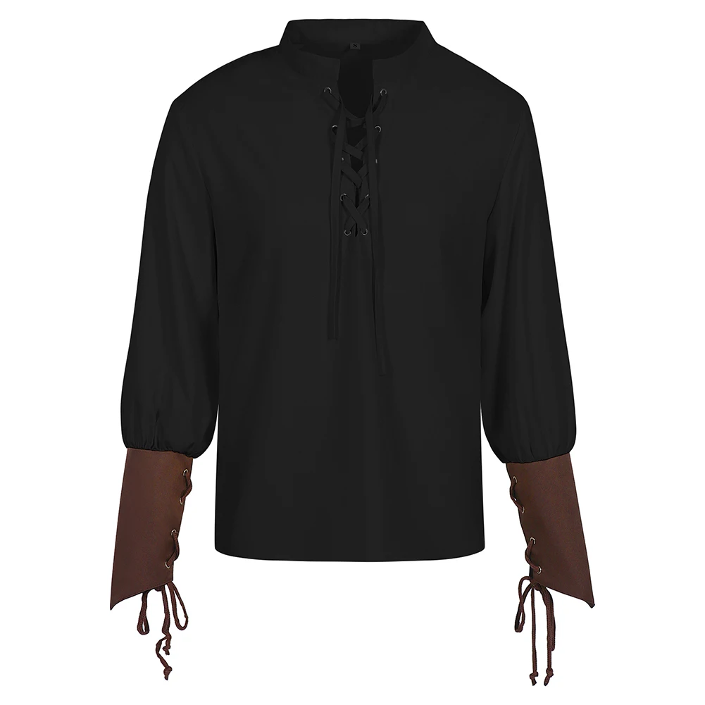 For Halloween For Holiday Medieval Shirts For Men Medieval Tops For Halloween For Daily Wear Beige Casual Style