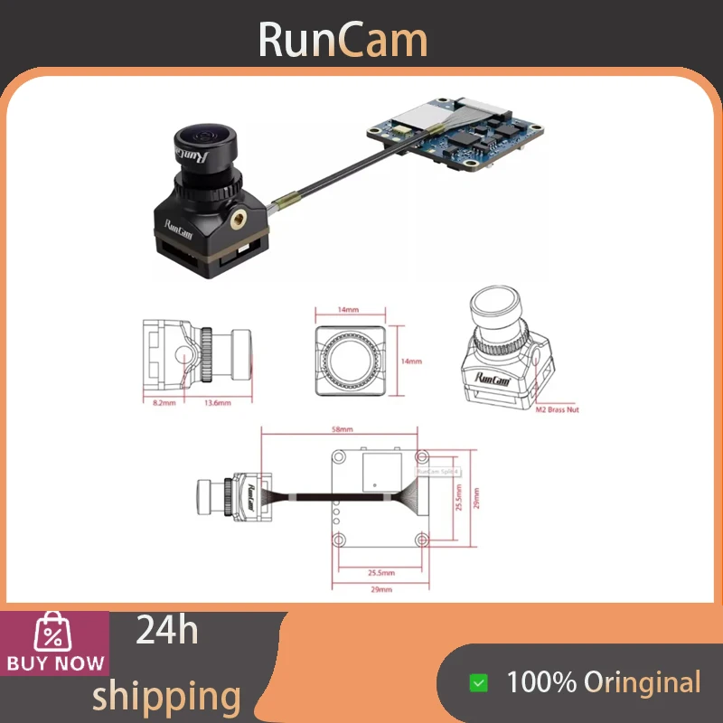 RunCam Split4 V2 2-in-1 Low Latency FPV Camera,  13MP Sensor 4K Recording 140° FOV Mini DVR Camera for FPV Racing Drones