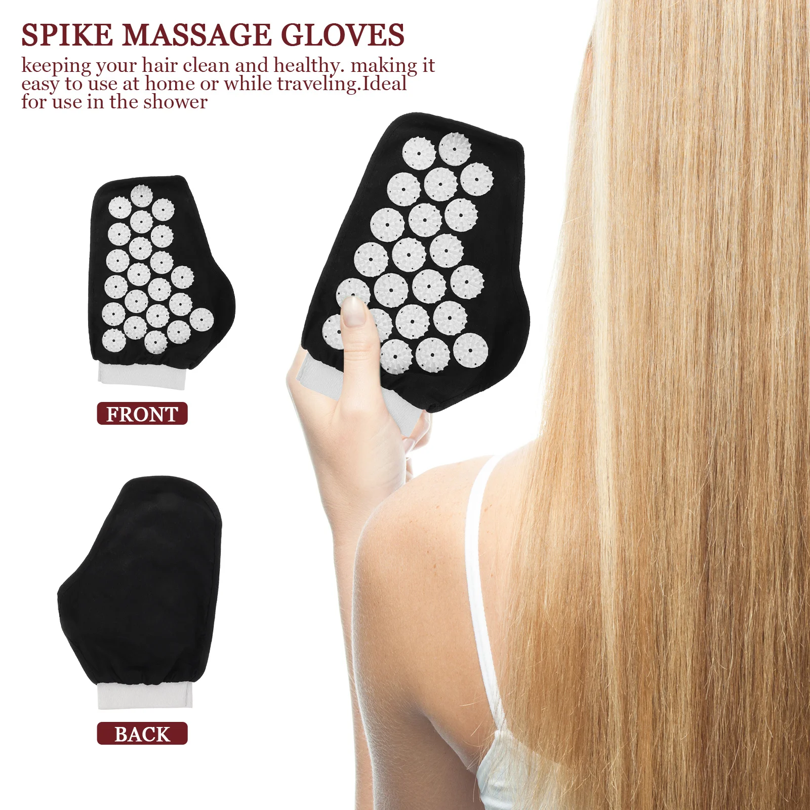

1Pair Spike Massage Gloves Acupuncture Mitts Functional Hand Massager Convenient Exercise Aid Anytime Anywhere