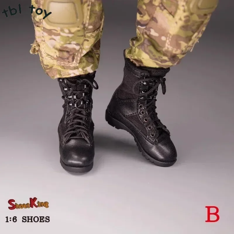 1/6 Scale Male Soldier Desert Combat Boots Hollow Lace Black Sand Color Boots Model for 12