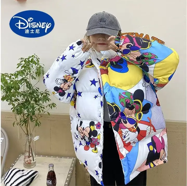 

Disney 2025 Women's Padded Coat, Korean Loose Fit Winter Jacket, Cartoon Print Ins Style Quilted Outerwear