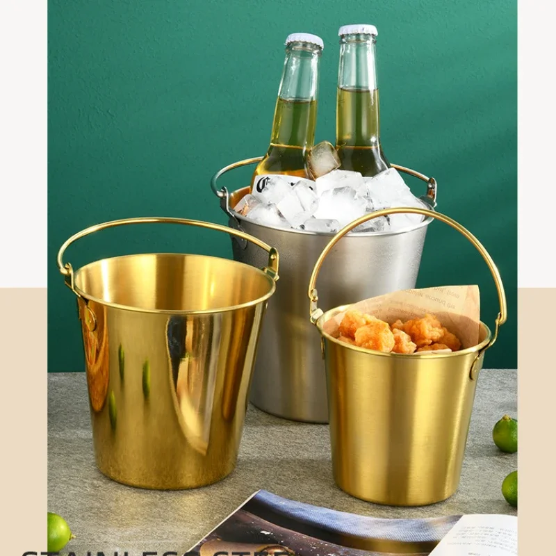 304 Ice Bucket Stainless Steel Ice Bucket, Ktv Beer Champagne Bucket, Creative Mini French Fries Snack Fried Chicken Bucket