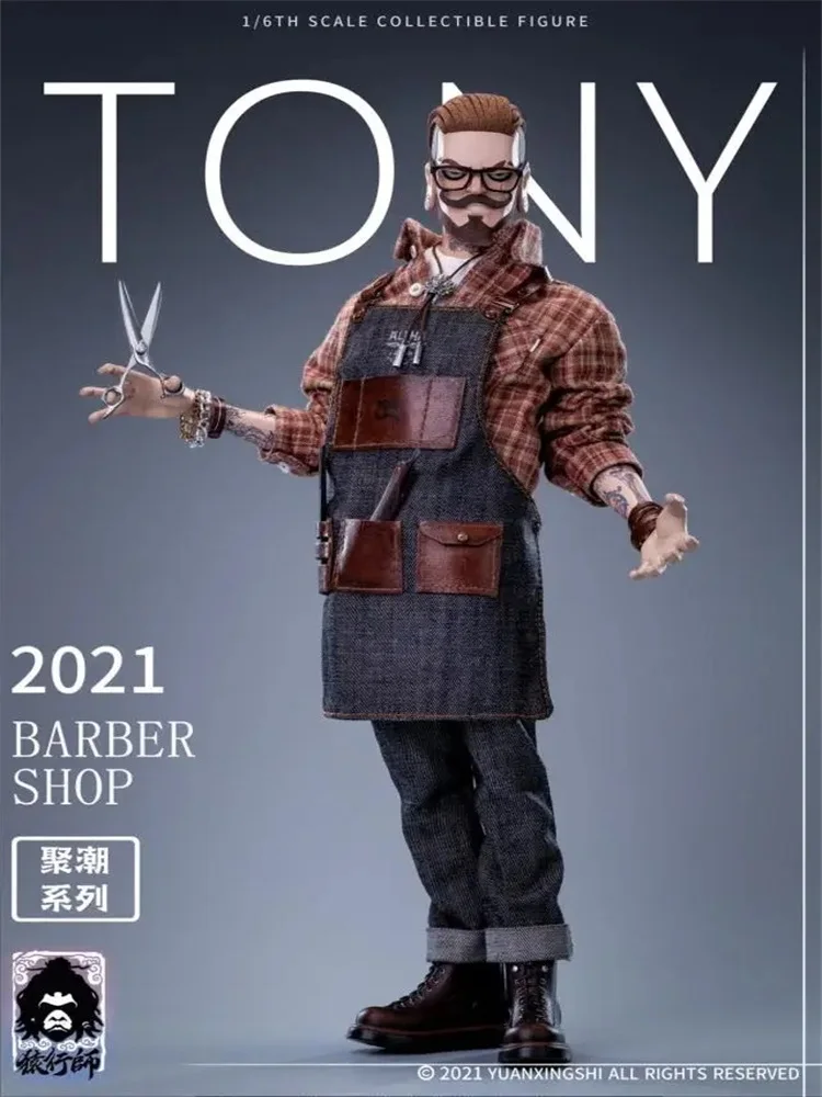 

JC-001 1/6 Male Soldier Fashion Trend Barber Tony Double Head Sculpture Full Set 12'' Action Figure Model In Stock