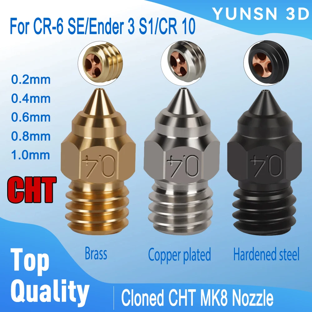 

Cloned CHT MK8 Nozzle For Ender-3 S1 Ender 3 Series 3D Printer Part CR-6 SE CR5 PRO Ender 3 S1 Pro Ender 5 CR10 CHT Nozzles