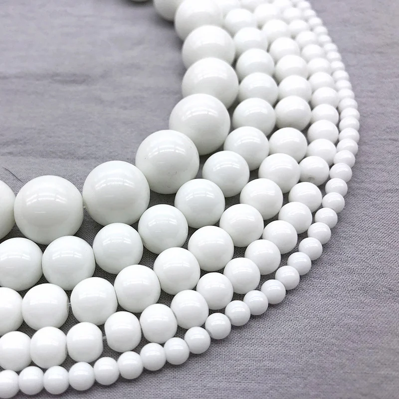 Natural Beads White Tridacna Stone Round Loose Beads For Jewelry Making DIY Bracelet Earrings Accessories 15\'\' 6/8/10mm