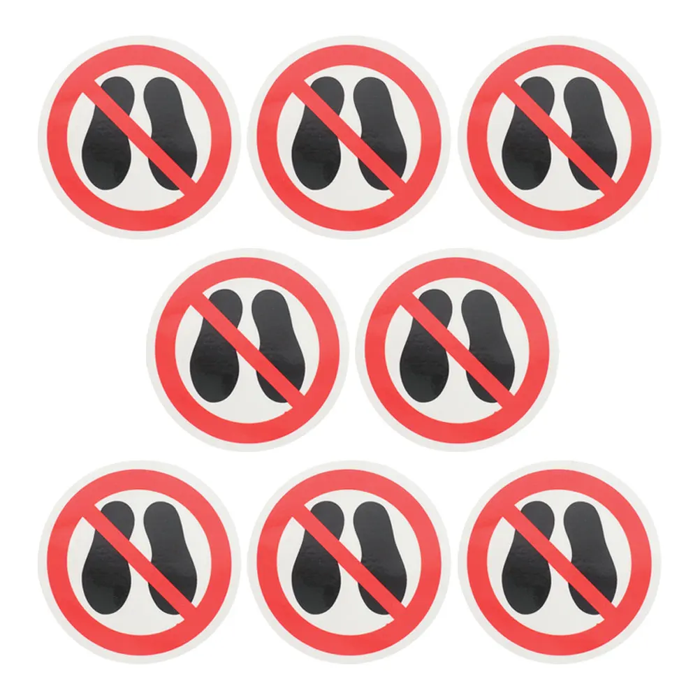 8 قطعة علامات تحذير السلامة لا خطوة هنا ملصقات للأرضيات والجدران الداخلية والخارجية تستخدم شريط تحذير متين مقاوم للماء للمراكز