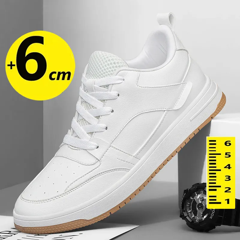 Cowhide Elevator Shoes Men Height Increase Shoes Man Lift Sneakers Heightening Fashion Sport Designer  Shoes Insole 6cm Tall