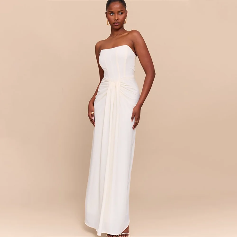 

Evening Dress Strapless Backless Prom Dresses Women Pleated Straight Gown Formal Party Cocktail Elegant Sexy Customized