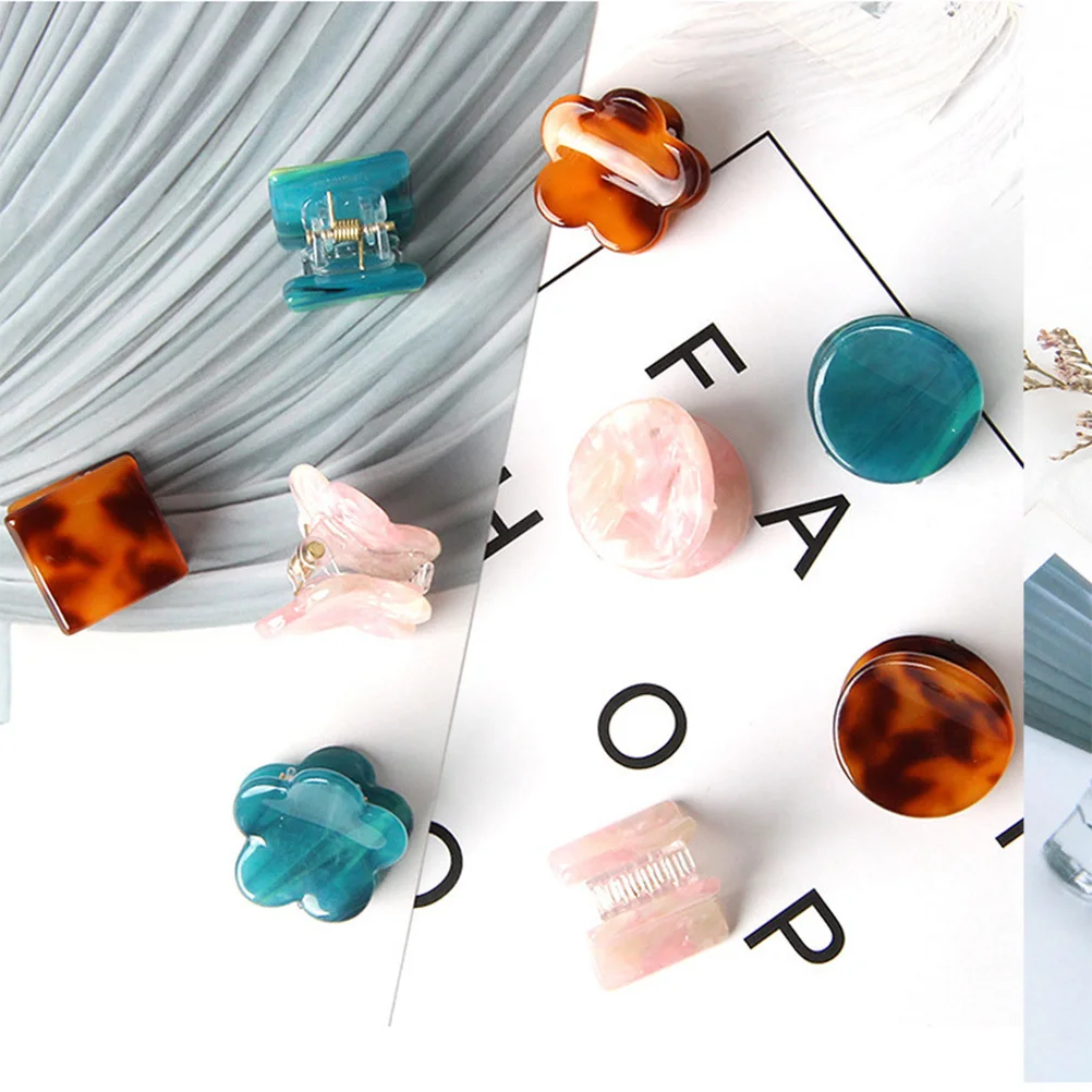

9Pcs Mini Flower Square Hair Clips Adorable Circle Simple Barrettes for Girls Toddlers Kids Women Festivals Mini Hair Clips