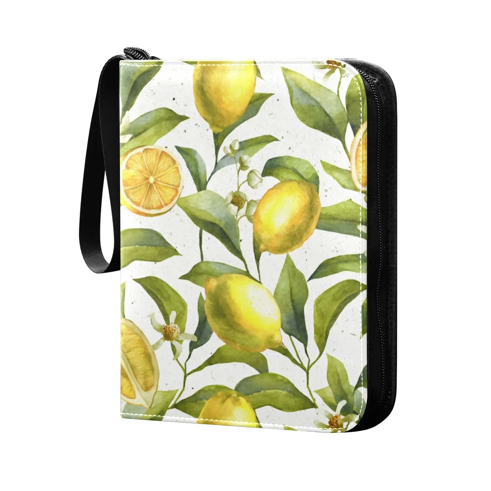 Watercolor Lemon Card Binder 4 Pocket Card Binder 400 Double Sided Pocket Album Sport Game Cards Unique Card Collection Storage