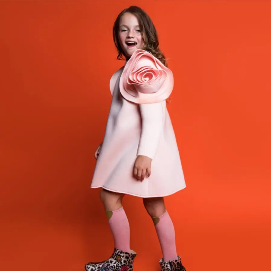 

Girl Eid Dress Spring Autumn New Flower Fashion Dress Performance Show Clothes Kids Party Vestidos Wedding Dress