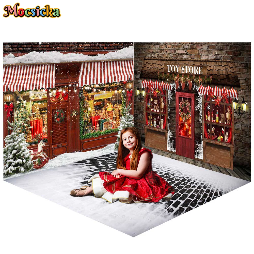 Mocsicka Christmas Home Background Photography Xmas Tree Fireplace Snow Decor Kid Family Portrait Photo  Studio Banner