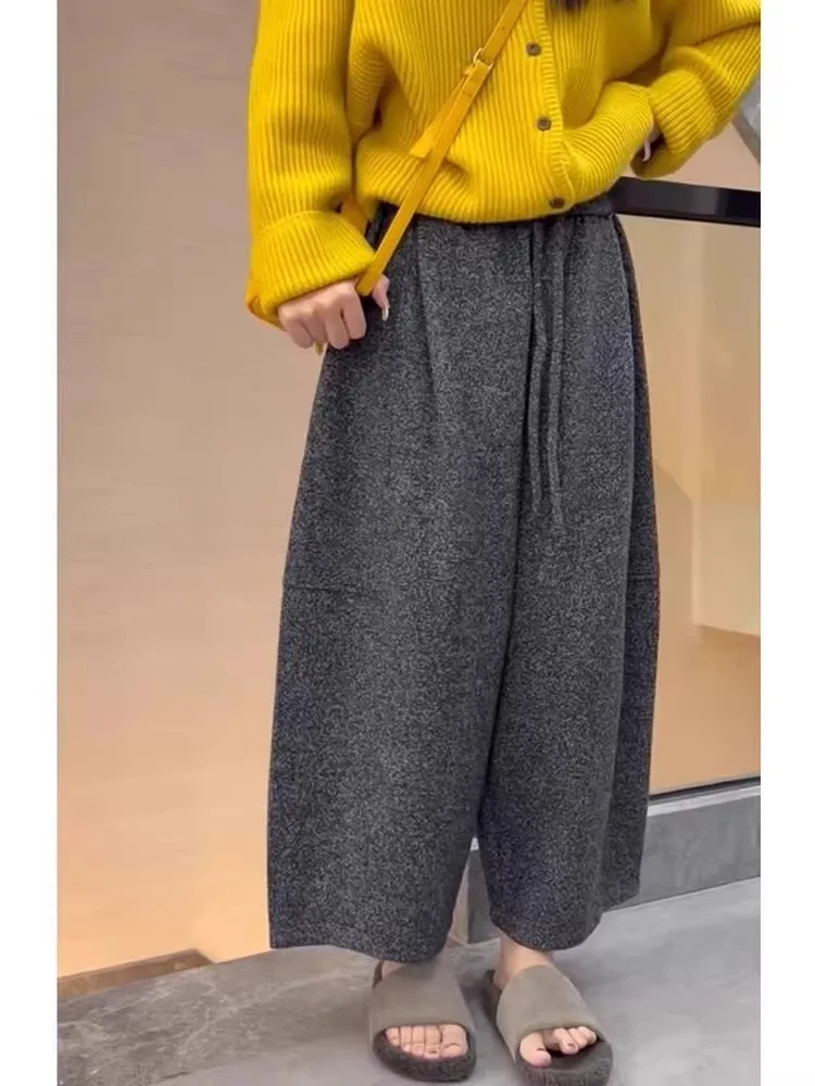 Deep ey American Sle Casual Pants Women's Autumn Winter Loose Slimming Lazy Sle Versatile Eighteen Leggings Trendy