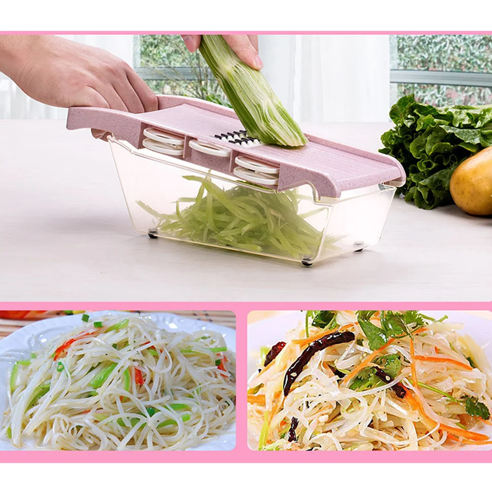 Kitchen Multi-functional Chopper Home Use Vegetable Chopping Set Manual Vegetable Grater Fruit Chopper Dicer (Pink)