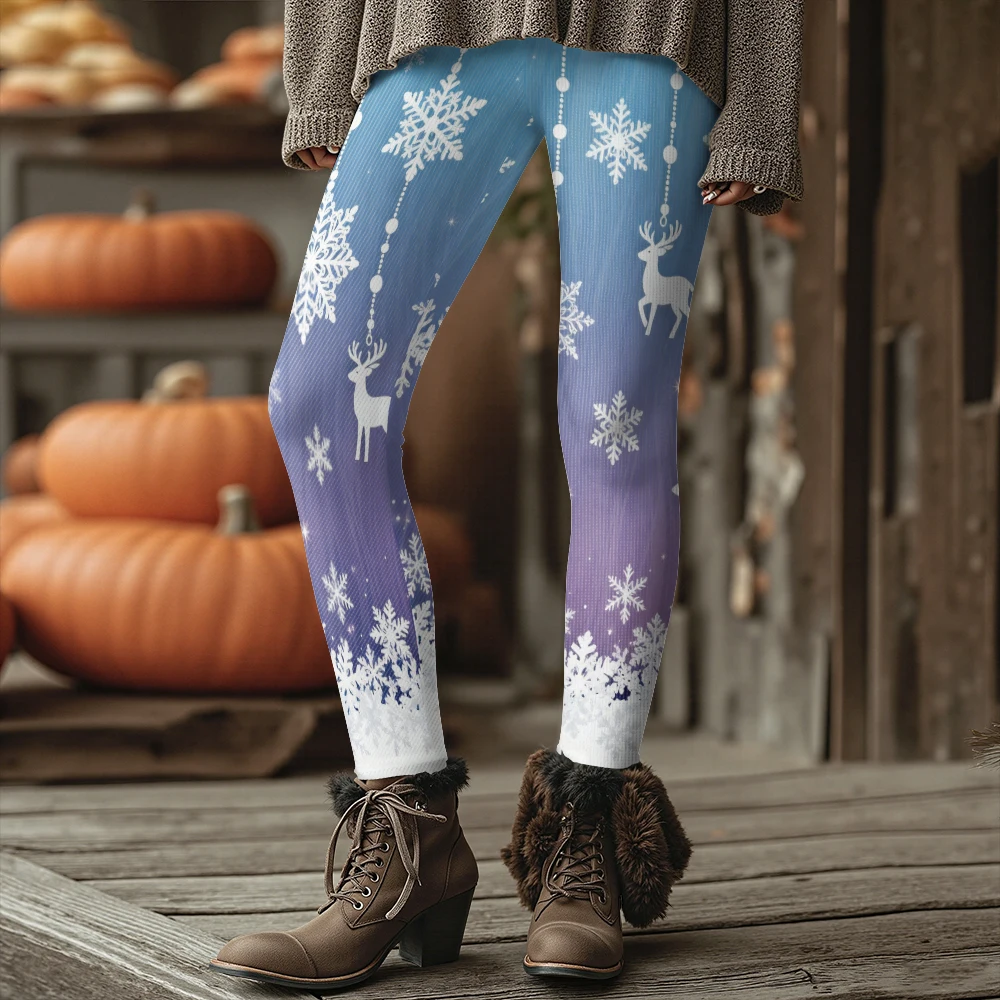 ندفة الثلج الرنة طباعة سميكة الدافئة الشتاء اليوغا السراويل النسائية عيد الميلاد طماق عطلة حزب الجوارب الهيب هوب الشارع الشهير
