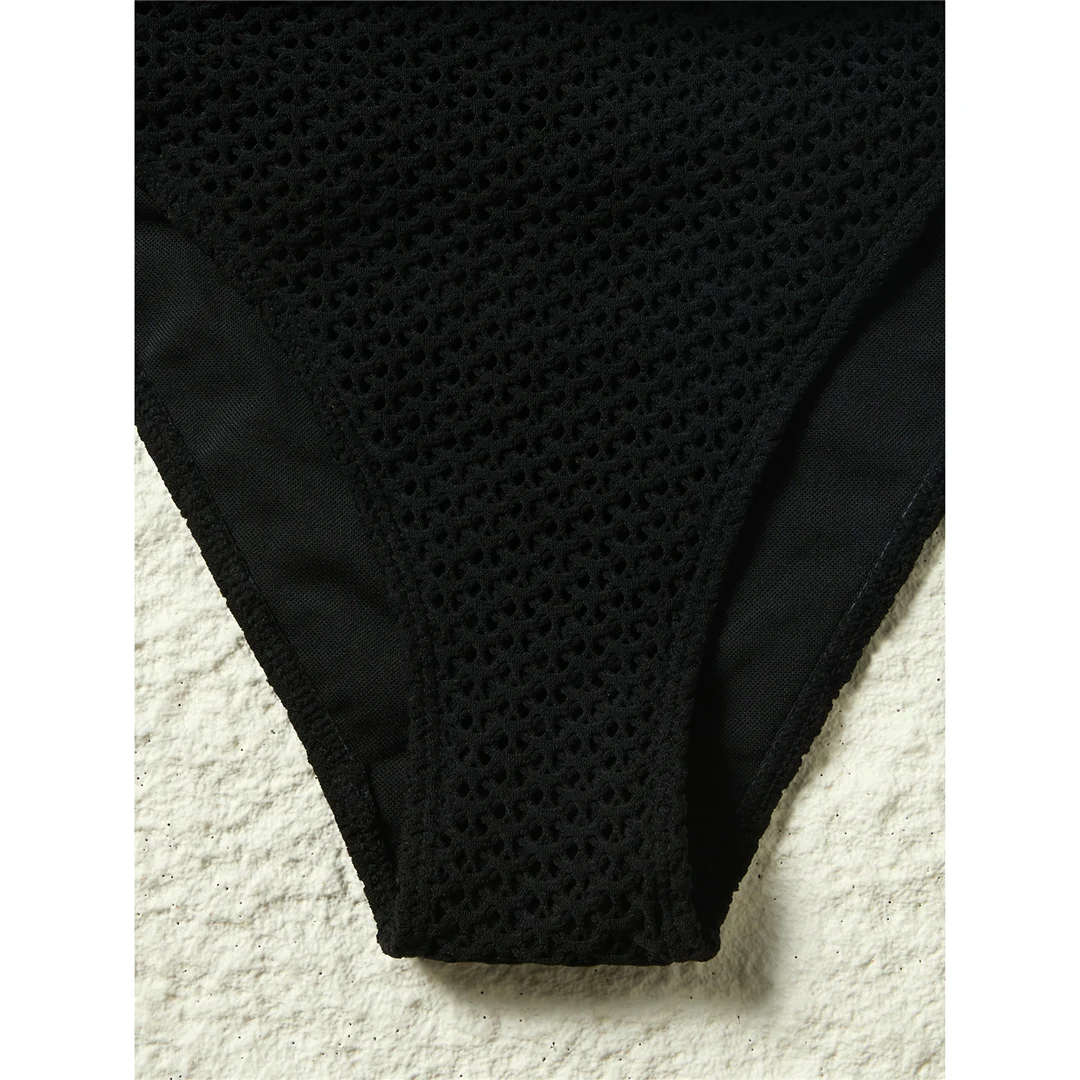 S - XL, tiefes V-Ausschnitt-Design, Strick-Fischnetz-Material, Damen-Badeanzug, einteiliger Badeanzug, Damen-Monokini, rückenfreier Badeanzug, Badebekleidung, Modell V7832. – Detail 25