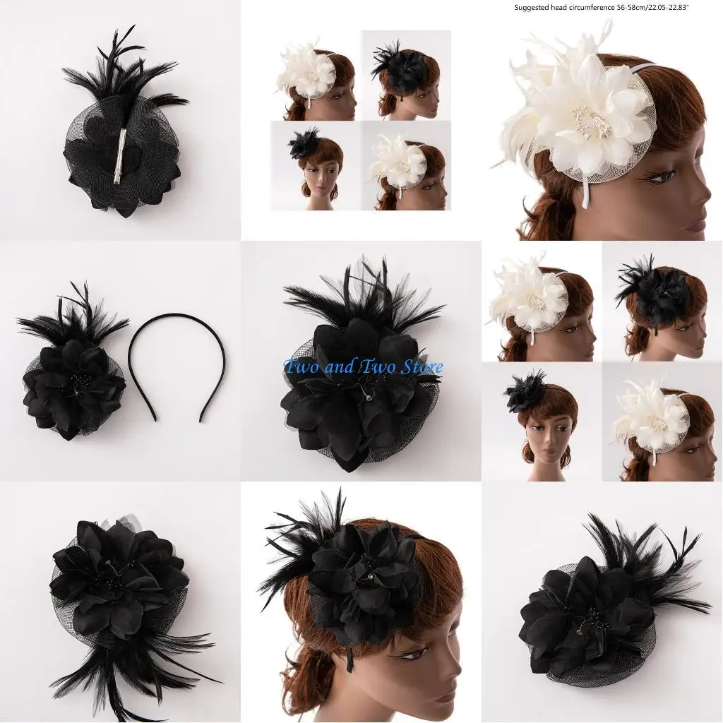 

HX6F Headwear with Rose Headband for Christmas New Year Bridal Party