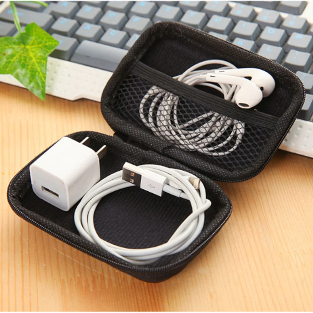 Portable Small Storage Case Zipper Carrying Pouch Bag Box for Earphone Headphone Date Cable Organizer