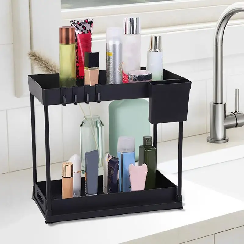 

Under Bathroom Sink Organizer 2 Tier Pull Out Bathroom Storage Organizer Cabinet Organizer For Kitchen Bathroom Pantry Storage