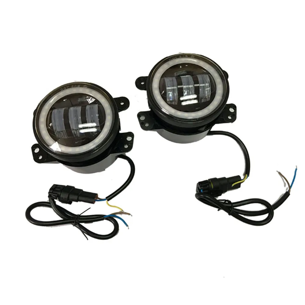 4 inch Halo LED Fog Lights with DRL for Jeep Wrangler JK 2007-2017 LANTSUN J023R