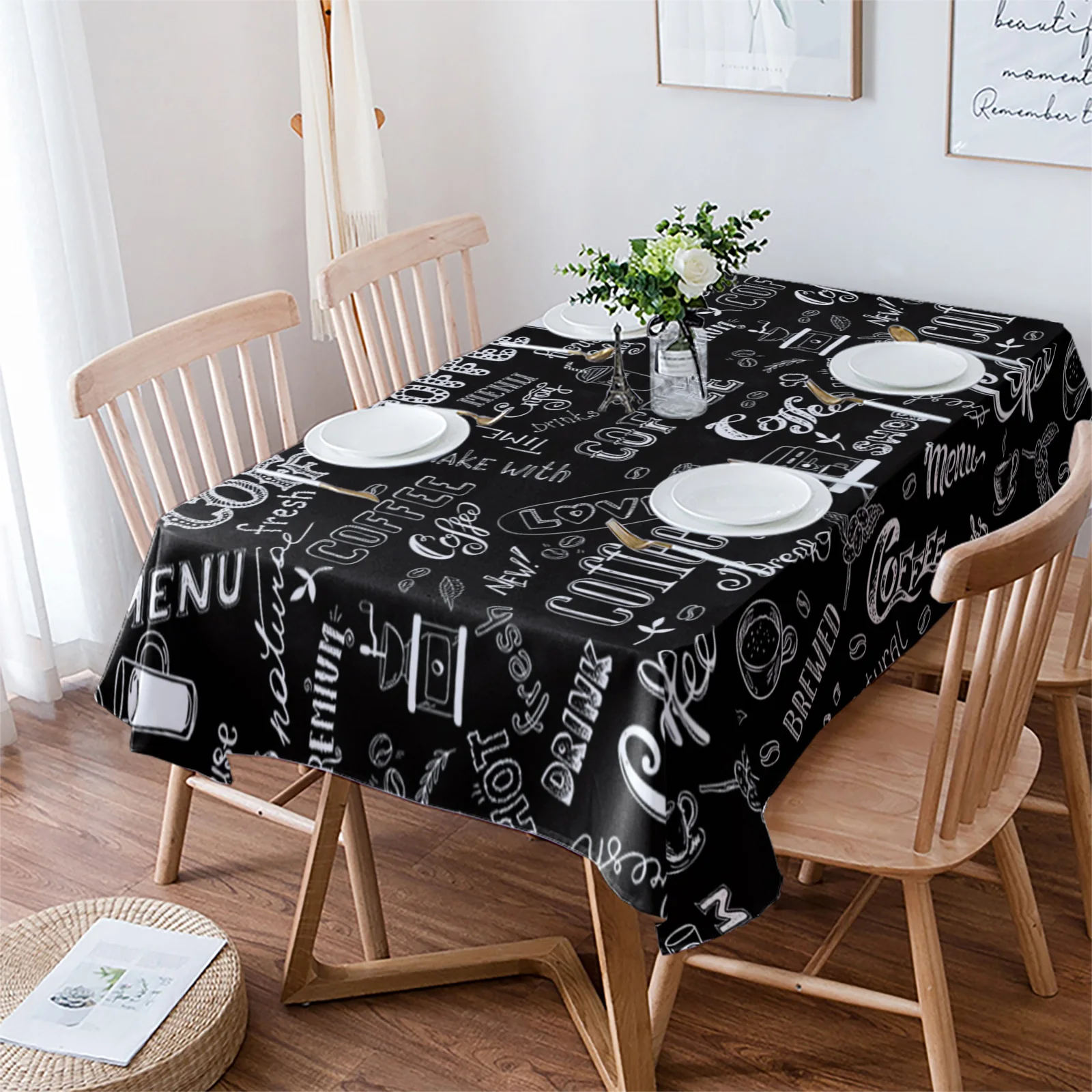 

Coffee Bean Milk Tablecloth Waterproof Dining Table Wedding Party Rectangular Round Tablecloth Home Textile Kitchen Decoration