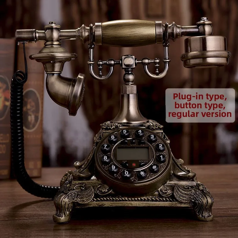 Telepon rumah bergaya retro Eropa, desain kreatif, model ponsel putar kuno dengan kartu nirkabel