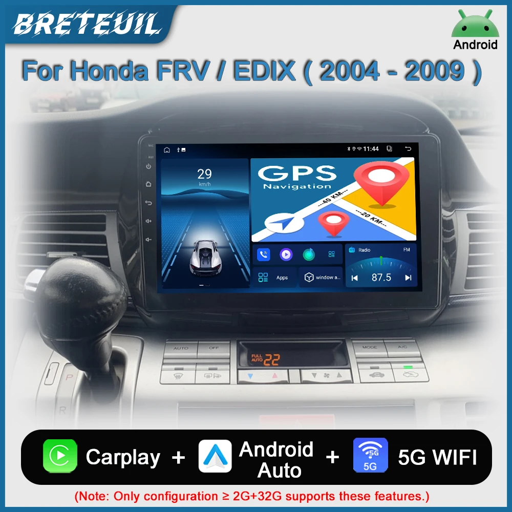 Autoradio multimédia Android avec lecteur vidéo, GPS et écran tactile Carpaly pour Honda FR-V EDIX (2004-2009). Systèmes intelligents.
