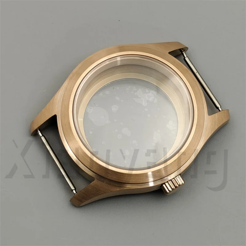 36MM/39MM Brushed Brass Bronze Diver Pilot Watch Case AR Blue Domed Sapphire Crystal Fit NH34 NH35 NH36 NH38 NH70 ETA2824 PT5000 - view 5