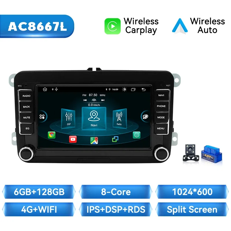Xonrich Draadloze Carplay Auto Radio Voor Volkswagen Vw Passat B6 B7 Cc Tiguan Touran Golf Polo 128Gb Multimedia Gps 2din Autoradio