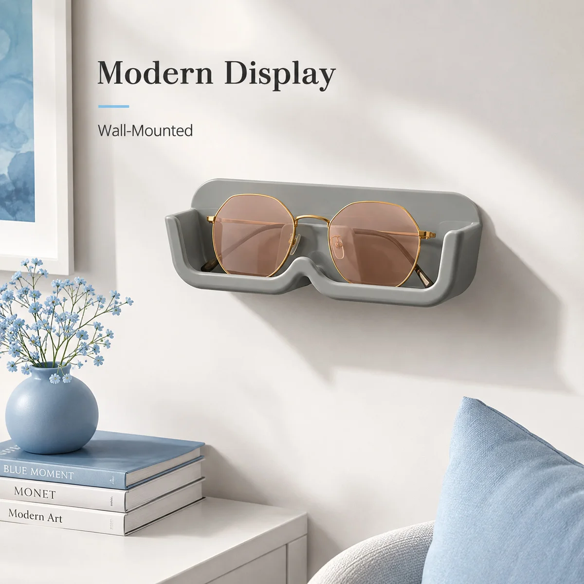 1PC Wall Mounted Sunglasses Holder No Drill Eyeglasses Storage Rack Space‑Saving Eyewear Organizer for Bedroom Bathroom Home