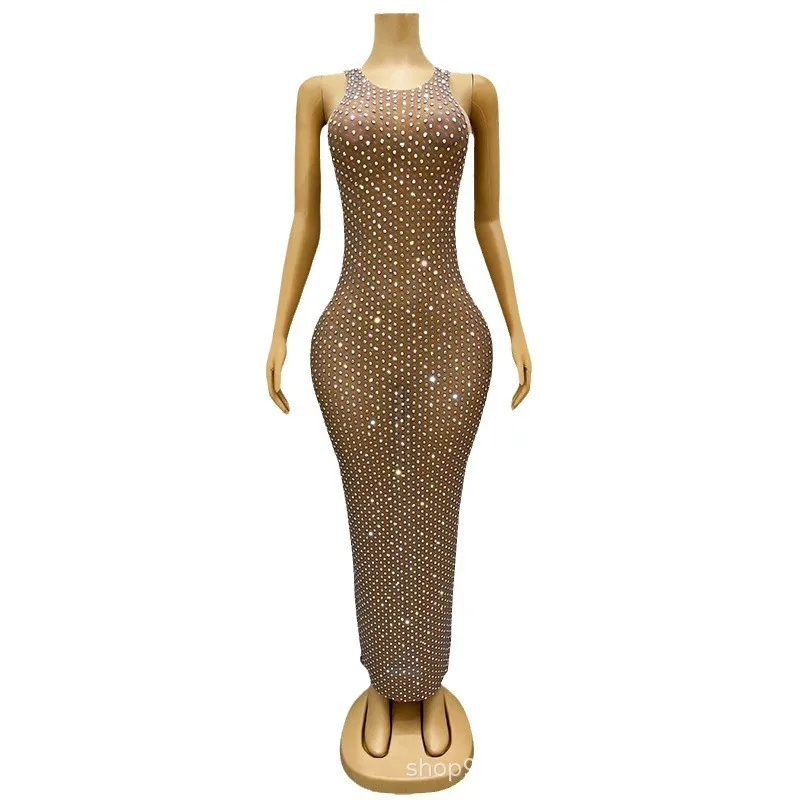 

Слегка прозрачное сексуальное платье с блестками и бриллиантами с разрезом сзади, модные клубные компании, ежегодное собрание, событие, церемония, сексуальные платья