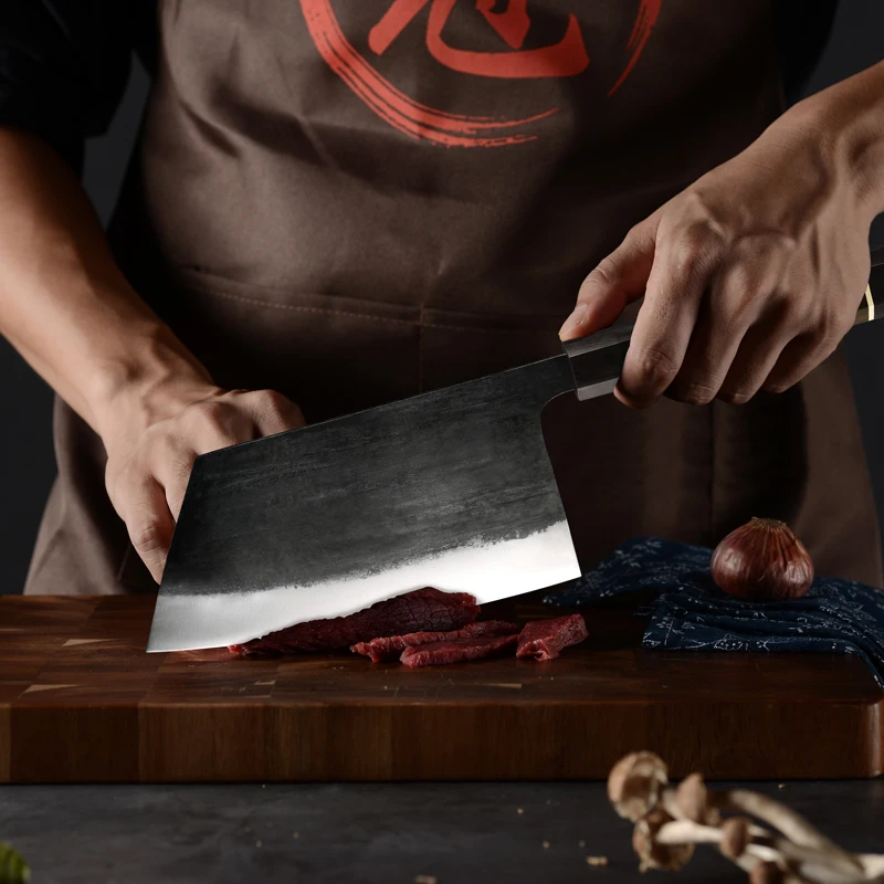 Cuchillo de cocina chino profesional de 7 pulgadas, cuchillos de Chef hechos a mano, de acero inoxidable forjado, para carne, fileteado de pescado, GRANDSHARP