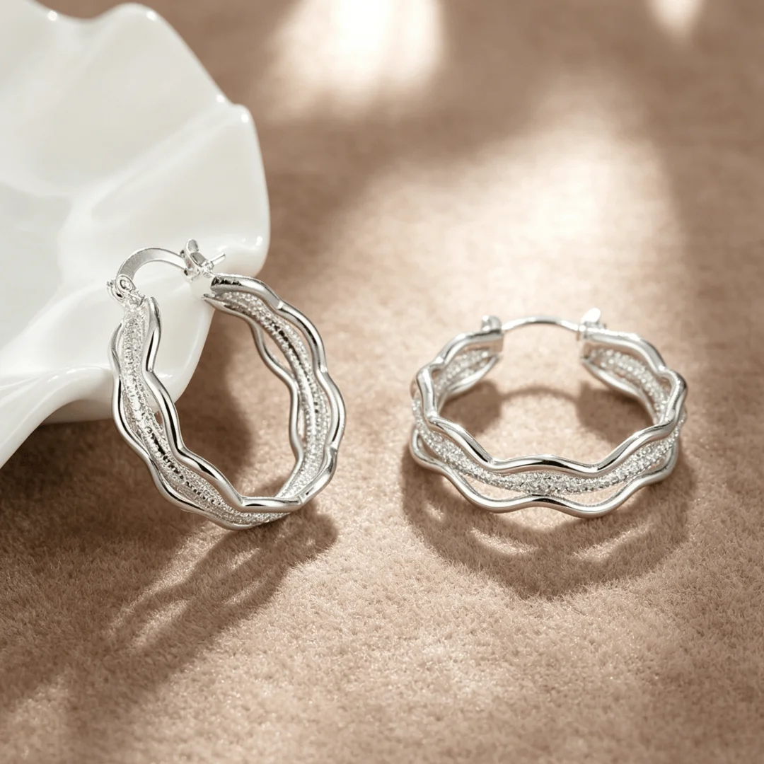 New charms 925 Sterling Silver custom Hoop Earrings for Women Wedding Engagement fashion Jewelry Charms party Christmas Gifts