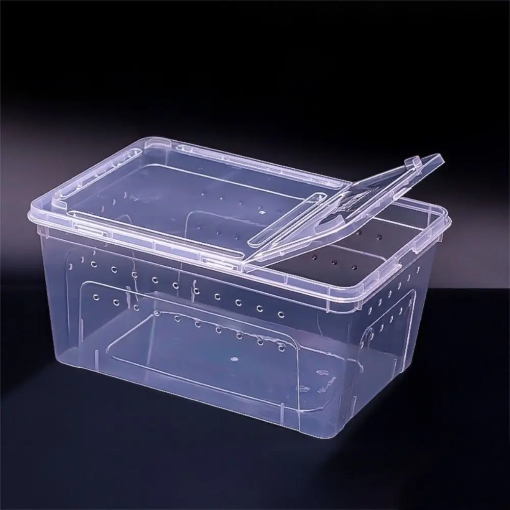 Transparent Reptile Breeding Box Ventilated Stackable Turtle Transport Container Escape-Proof Clear View Animal Habitat Cage view 3