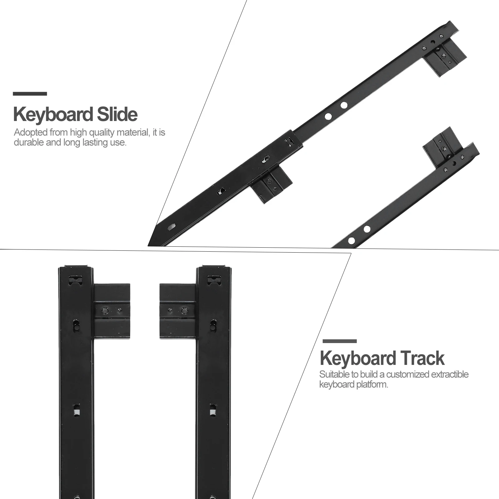

Keyboard Slide Rails for Desk with Durable Steel Bearings Black Color Adjustable Height Furniture Tracks Keyboard Tray Stand