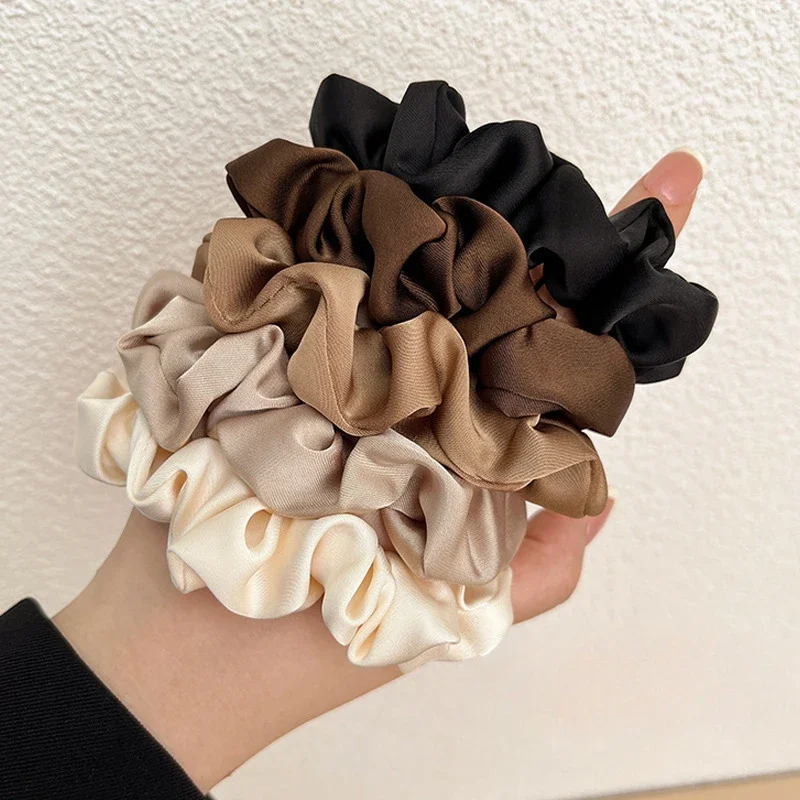 

6Pcs Elegant Hair Scrunchies Women Minimalist Simulation Silk Hair Ties Solid Color Elastic Loop Ponytail Hair Accessories