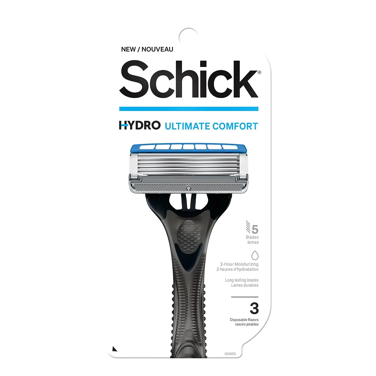 5-Blade Disposable Razor for Men with Hydrating Gel Reservoir, 3 Count