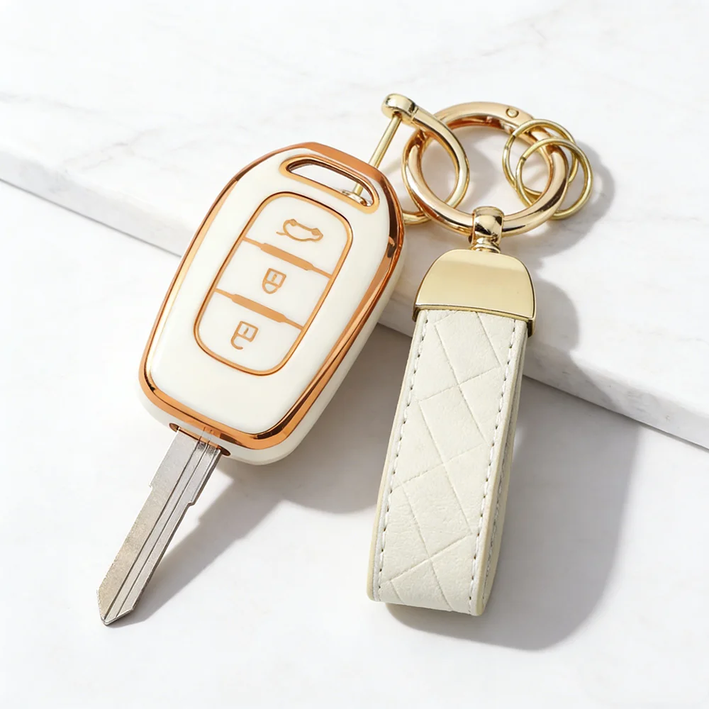 TPU Car Key Cover Case for Renault Kwid Traffic Symbol Dacia Sandero Duster Logan 2/3 Buttons Key Fob Case Holder Key Chains