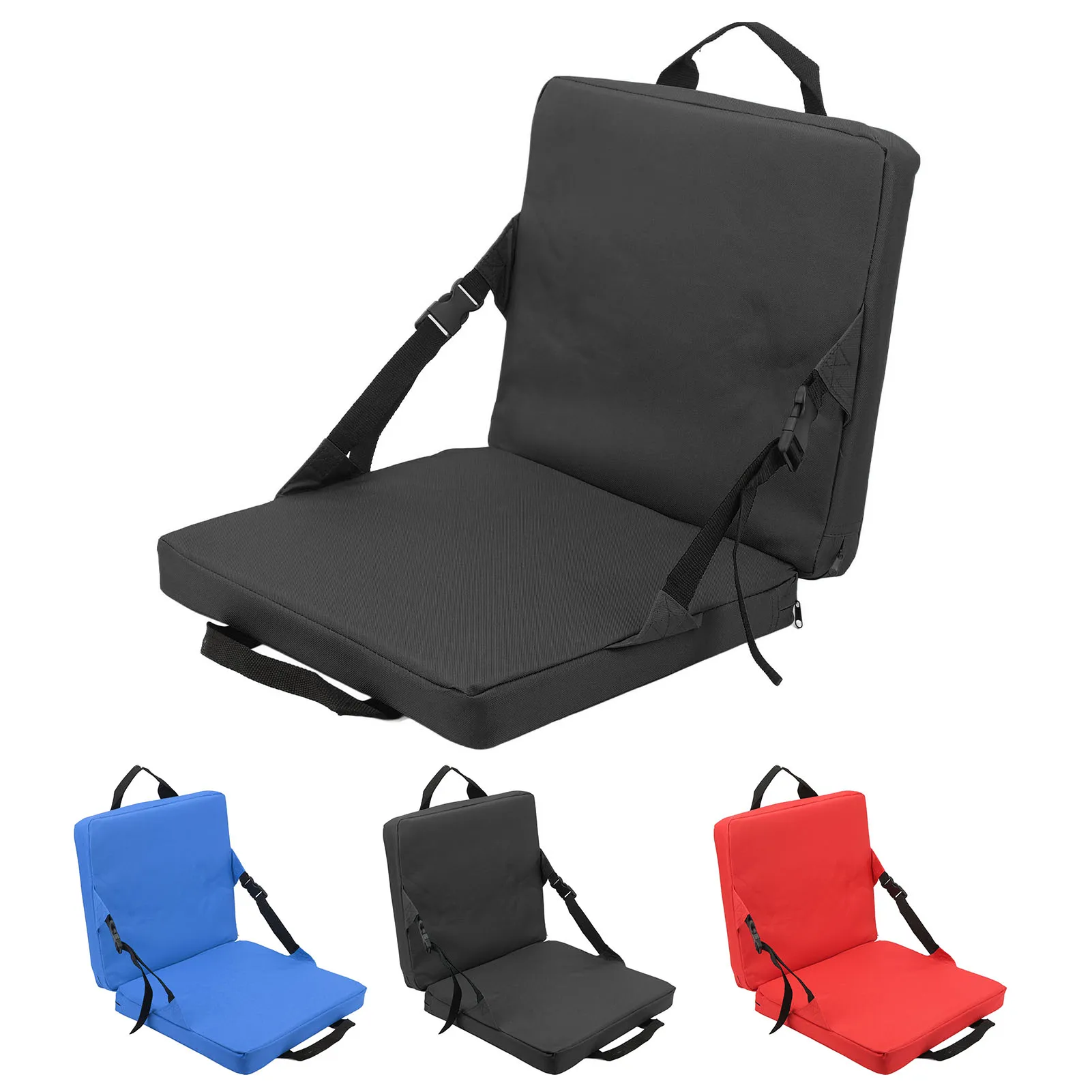 Cojín para silla plegable al aire libre con respaldo, portátil, duradero, no es fácil de caer con espacio de almacenamiento, adecuado para campos deportivos