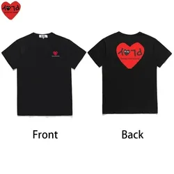 Men Women T-shirt Letter Heart Embroidery Back Printing Cotton Summer O-neck Short-sleeved Couple Loose Casual T-shirt