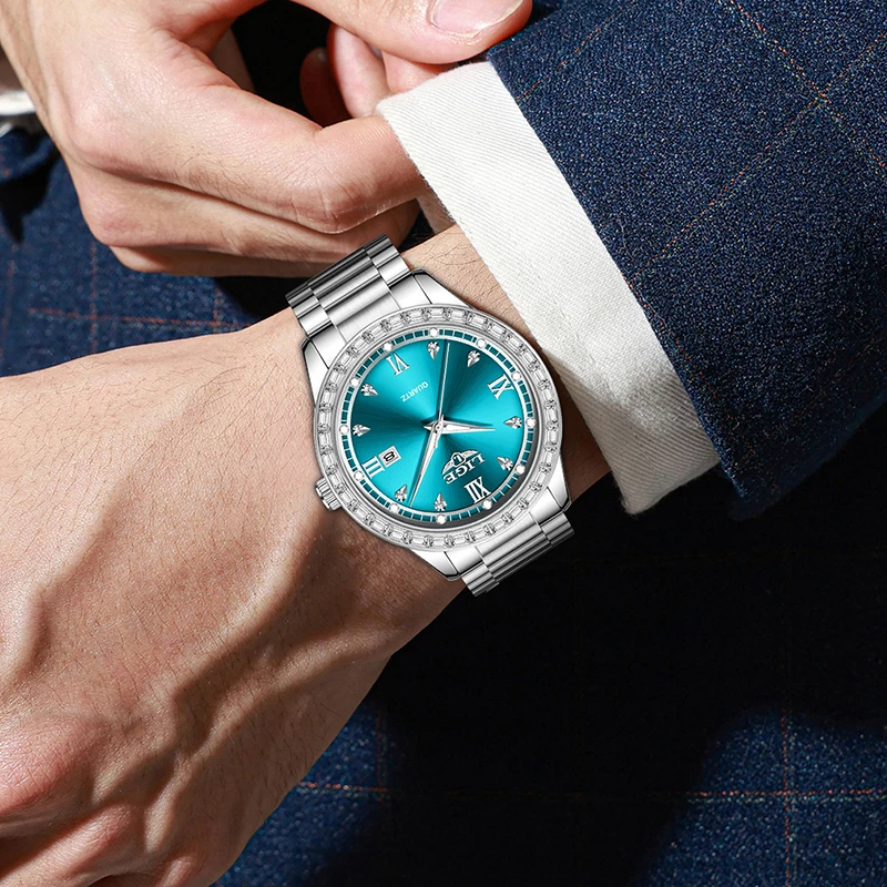 ساعة LIGE للرجال موضة ستانلس ستيل مقاومة للماء ساعات رياضية للرجال كاجوال للأعمال مضيئة كوارتز كرونوغراف ساعة ذكر