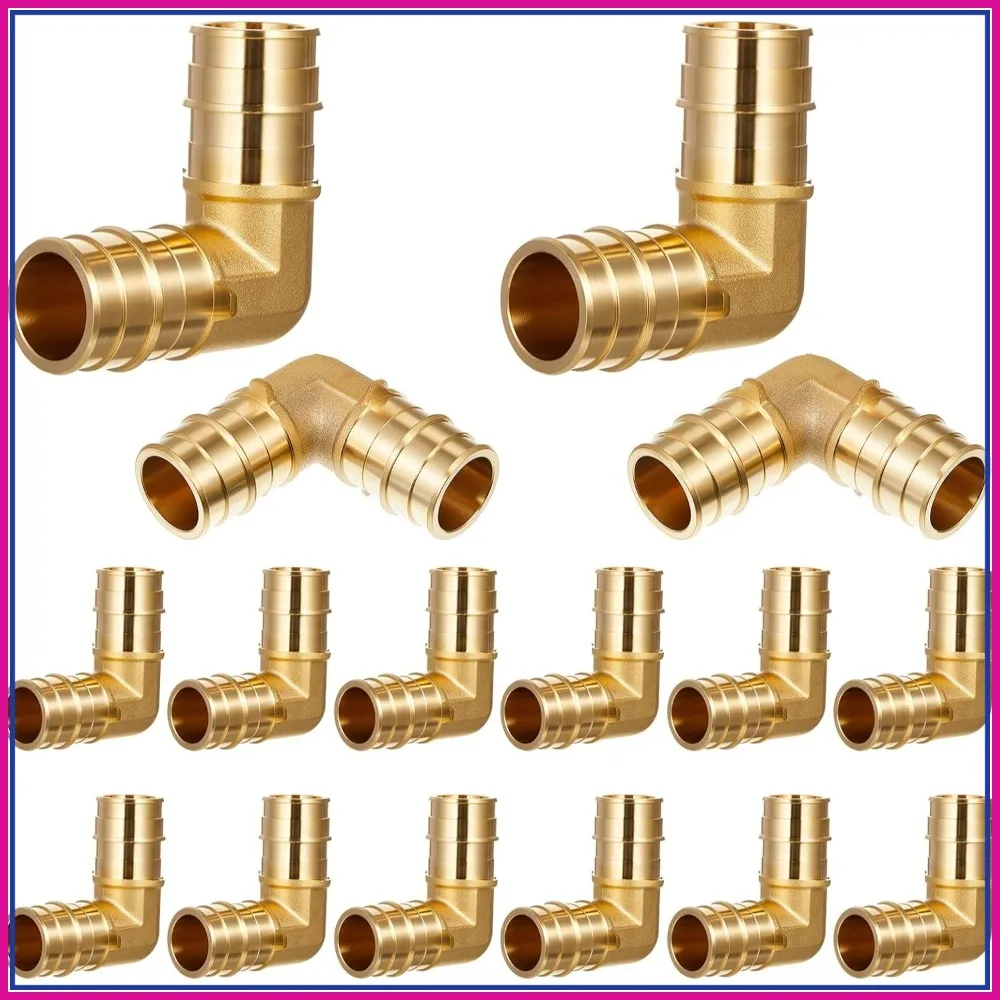 

16 Pcs 1 Inch Full Flow PEX Expansion Fittings, 90 Degree Elbow Brass for Tubing Connection, ASTM F1960