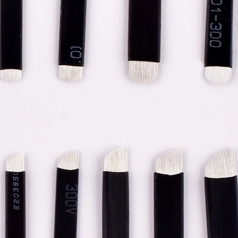 50 قطعة إبر Microblading السوداء PMU إبر الوشم شفرة ماكياج دائم 9Pin 12 14 16 U18 شفرات قلم الحاجب اليدوي