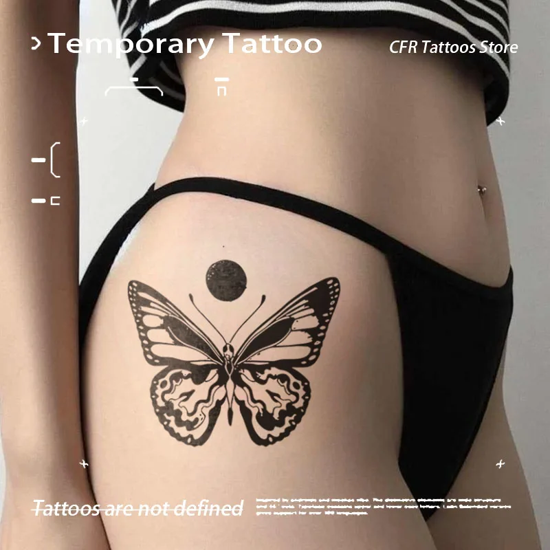 Sexy Dark Moon Butterfly Herbal Juice Tattoo Stickers donna uomo autoadesivo del tatuaggio semipermanente tatuaggi Cool Stuff Party Hotwife