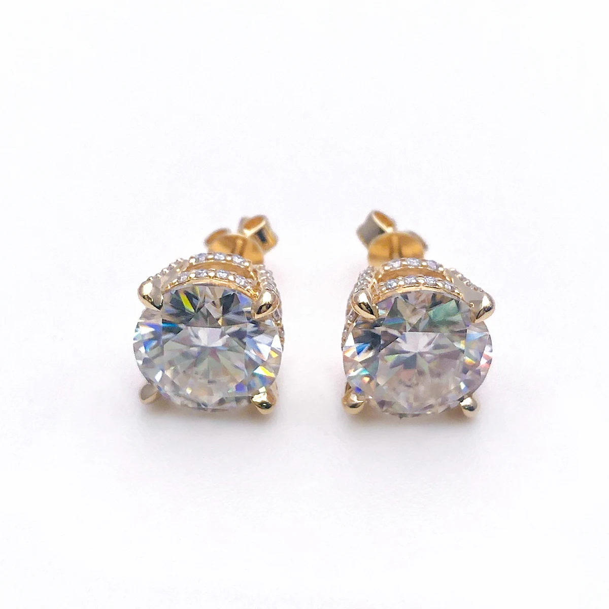 Hot Sale Fine Jewelry S925 Silver 9k 10k 14k 18k Gold Moissanite Lab Grown Diamonds Ear Studs Earrings Fine Earring